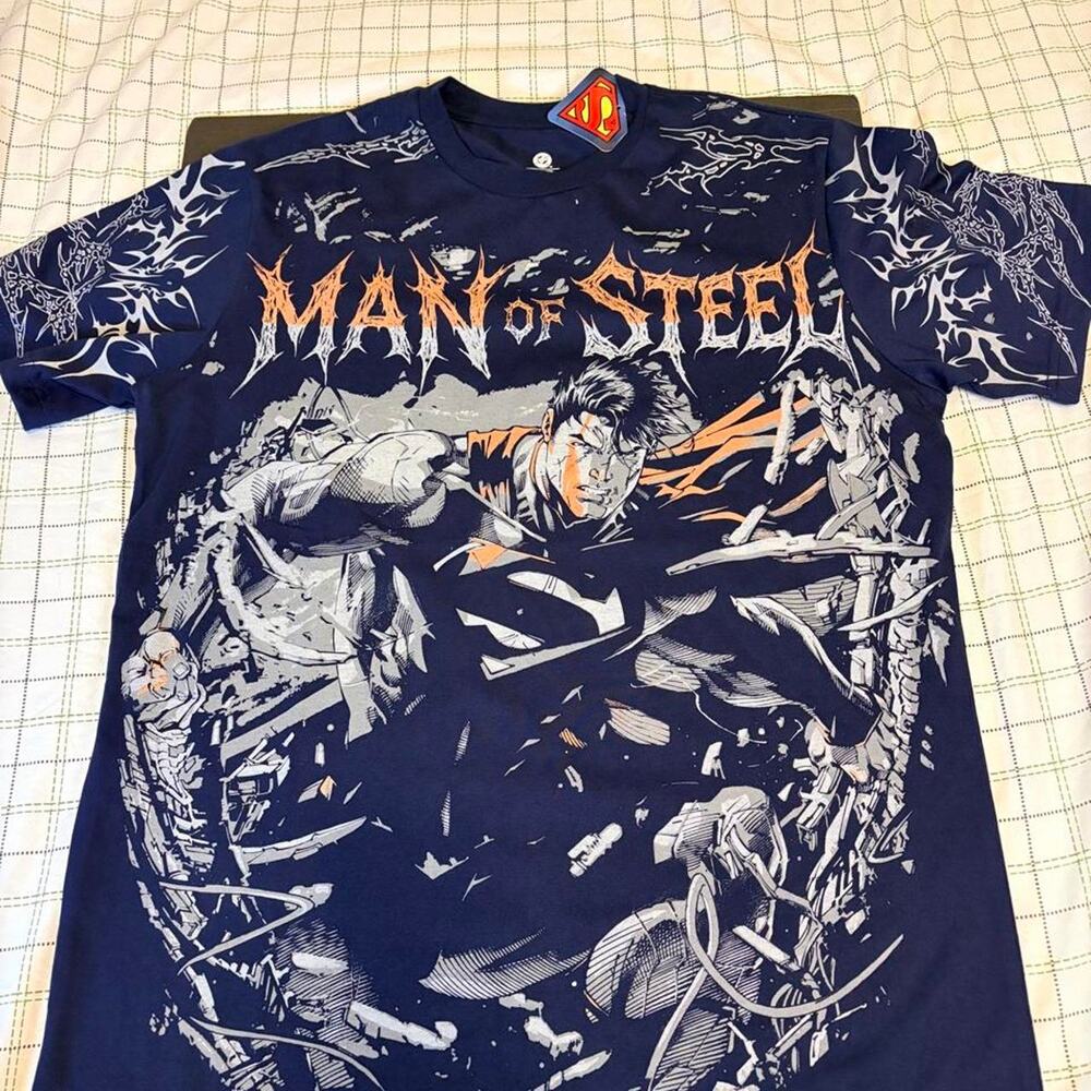 DC Comics Superman Man of Steel Navy Blue T-Shirt Size L